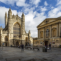 Buy canvas prints of Bath Abbey and Pump Room  by Paul Brewer