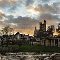 Buy canvas prints of Bath Abbey and Parade Gardens Sunset by Paul Brewer