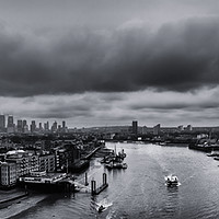 Buy canvas prints of The River Thames looking towards Docklands by Paul Brewer