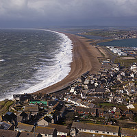 Buy canvas prints of Storm Jorge hits Chesil Beach by Paul Brewer