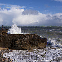 Buy canvas prints of Portland Bill in the middle of Storm Jorge  by Paul Brewer
