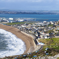 Buy canvas prints of Storm Jorge hits Chesil Beach Panoramic by Paul Brewer