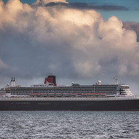 Buy canvas prints of Cunard's Queen Mary 2 moored off the Coast of Dors by Paul Brewer