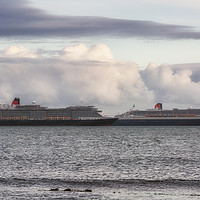 Buy canvas prints of Cunard's Queen Mary 2 and Queen Victoria by Paul Brewer