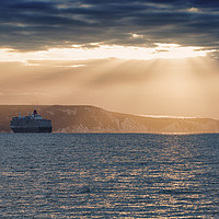 Buy canvas prints of Cunards Queen Elizabeth Moored off the Weymouth Co by Paul Brewer