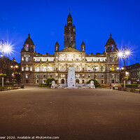 Buy canvas prints of The Glasgow City Hall at night  by Paul Brewer