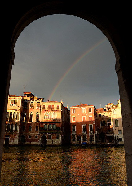 Rainbow over Venice Picture Board by barbara walsh