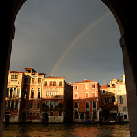 Buy canvas prints of Rainbow over Venice by barbara walsh