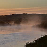 Buy canvas prints of Morning mist at the river Maine by barbara walsh