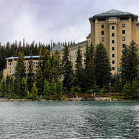 Buy canvas prints of Chateau Lake Louise hotel  ,  Banff , Canada by Elaine Manley