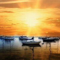 Buy canvas prints of Harbour  Sun by Elaine Manley