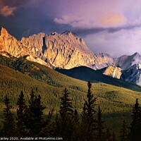 Buy canvas prints of Setting Sun Rocky Mountains by Elaine Manley