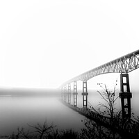 Buy canvas prints of Foggy Bridge Hudson River. ... monochrome by Elaine Manley