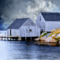 Buy canvas prints of Old Fishing Huts  Peggys Cove by Elaine Manley