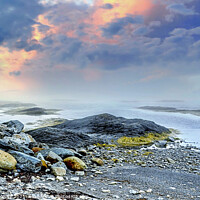 Buy canvas prints of Foggy Coastline in Blue Rocks Nova Scotia  Atlanti by Elaine Manley