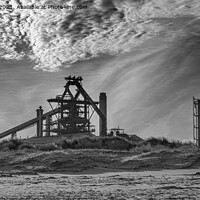 Buy canvas prints of Redcar Steelworks Blast Furnace Black and white by Greg Marshall