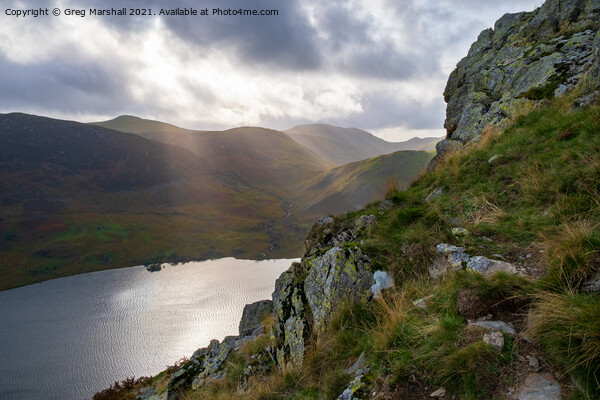 From crags overlooking Crummock Water from Rannerdale Knotts Picture Board by Greg Marshall