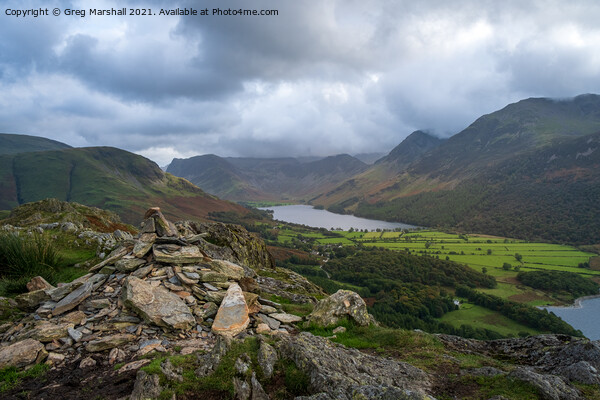 Buttermere Valley, Fleetwith Pike and Hay Stacks from rannerdale  Picture Board by Greg Marshall