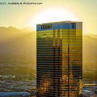 Buy canvas prints of Golden Halo above Trump Tower Las Vegas Nevada by Greg Marshall