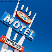 Buy canvas prints of Route 66 Motel sign near Seligman, Arizona on the way to Las Vegas by Greg Marshall