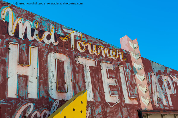Old Hotel neon sign, Las Vegas, Nevada Picture Board by Greg Marshall