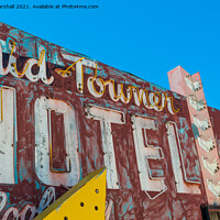 Buy canvas prints of Old Hotel neon sign, Las Vegas, Nevada by Greg Marshall