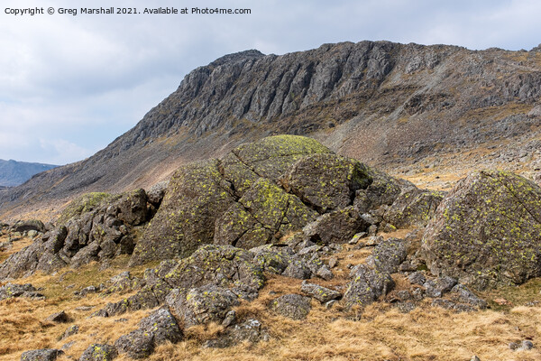 Bowfell from Three Tarns Langdale, The Lake District Picture Board by Greg Marshall
