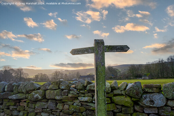 Reeth Footpath Signpost Picture Board by Greg Marshall