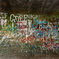 Buy canvas prints of Graffiti street art in tunnel by Greg Marshall