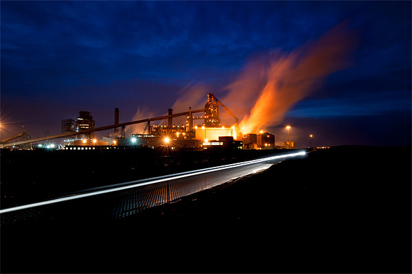 Redcar Steelworks at night Picture Board by Greg Marshall