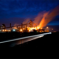 Buy canvas prints of Redcar Steelworks at night by Greg Marshall