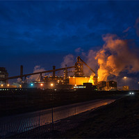 Buy canvas prints of Redcar Steel Works at Night by Greg Marshall