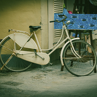 Buy canvas prints of Retro pushbike in Soller Mallorca by Greg Marshall