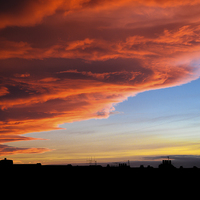 Buy canvas prints of Red Sky over Darlington by Greg Marshall