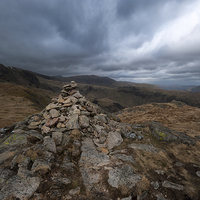 Buy canvas prints of Cairn near Little Hart Crag, Lake District by Greg Marshall