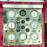Buy canvas prints of Fire Engine Dials and gauges by Greg Marshall