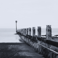 Buy canvas prints of Redcar Beach in blue by Greg Marshall