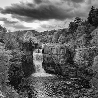 Buy canvas prints of  High Force waterfall monotone by Greg Marshall