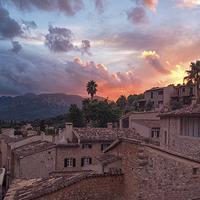 Buy canvas prints of  Sunset over Fornalutx Soller Mallorca by Greg Marshall