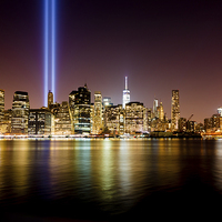Buy canvas prints of  Manhattan skyline 9/11 Tribute in Light NYC by Greg Marshall