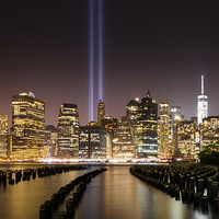 Buy canvas prints of  Manhattan 9/11 Tribute in Light NYC Night by Greg Marshall
