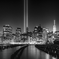 Buy canvas prints of Manhattan Tribute in Light 9/11 Night  by Greg Marshall