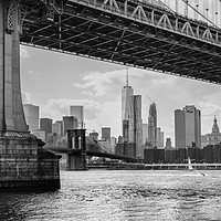 Buy canvas prints of View of Manhattan Skyscrapers from under the Manha by Greg Marshall
