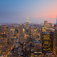 Buy canvas prints of Empire State sunset view NYC by Greg Marshall