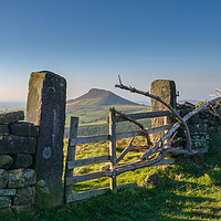Buy canvas prints of Roseberry Topping framed by gate by Greg Marshall