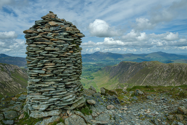 Dale Head summit cairn, Newlands Horseshoe, Lake D Picture Board by Greg Marshall