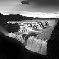Buy canvas prints of Gullfoss waterfall Iceland Mono timelapse by Greg Marshall