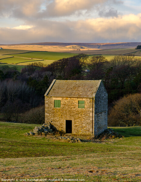 Yorkshire Barn Evening Sunset in The Pennines Picture Board by Greg Marshall