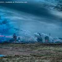 Buy canvas prints of Redcar Steelworks at dusk. Once mighty. by Greg Marshall