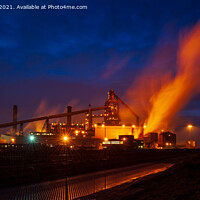 Buy canvas prints of Redcar Steelworks at night by Greg Marshall